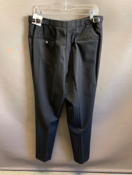 JACK MARVIN, Black, Navy Blue, Wool, Stripes - Vertical , Top Pockets, Zip Front, F.F, 2 Back Pockets