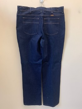 Mens, Jeans, WRANGLER, Denim Blue, Cotton, Solid, 38/32, Jean Cut, 4 Pckts, Zip Fly