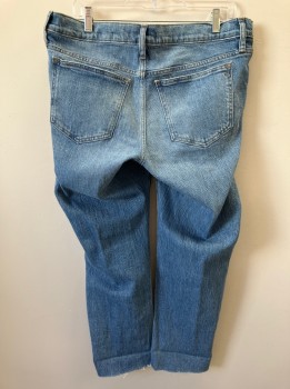 Womens, Maternity, MADEWELL, Blue, Cotton, Elastane, Faded, 31, 2 Pkts In Back, Spandex Gussets At Waist, "Perfect Vintage Jeans" Freyed Hem