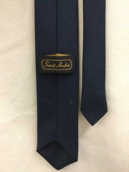 Mens, Tie, SAINT ANDRE, Navy Blue, Polyester, Solid, 4 in Hand