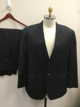 PRONTO UOMO, Black, Wool, Single Breasted, 2 Buttons,  Notched Lapel, Gabardine,