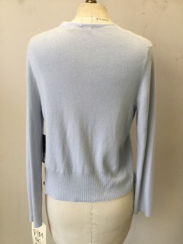 NIC+ZOE, Lt Blue, Cotton, Lyocell, Solid, Long Sleeves, Knit, No Closures, High-Low Hem,