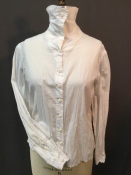 MTO, White, Cotton, Solid, White, Collar Attached, Button Front, Long Sleeves,