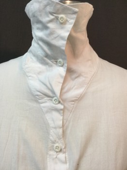 MTO, White, Cotton, Solid, White, Collar Attached, Button Front, Long Sleeves,
