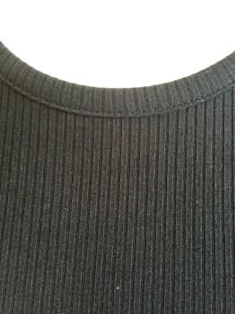 BRANDY MELVILLE, Black, Rayon, Spandex, Solid, Ribbed, Round Neck,  Short Sleeves,