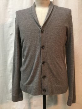 Mens, Cardigan Sweater, NO LABEL, Brown, Cashmere, Heathered, S, Button Front,