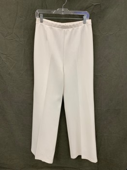 Womens, Pants, ACT III, White, Polyester, Solid, 28, Elastic Waistband, Wide Leg,