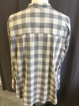 FOUNDRY, Beige, Heather Gray, Charcoal Gray, Cotton, Check , Collar Attached, Button Down, Button Front, 2 Pockets with 1 Button, Long Sleeves, Curved Hem