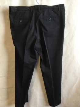 DOCKERS, Black, Cotton, Elastane, Solid, 1.5" Waistband, Flat Front, Zip Front, 4  Pockets