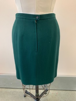 Womens, 1980s Vintage, Skirt, A-K-R-I-S, Forest Green, Wool, W: 33, Zip Back, Hem Below Knee