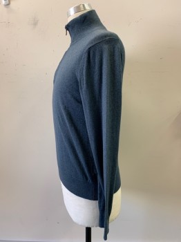 Mens, Pullover Sweater, BANANA REPUBLIC, Black, Cotton, Cashmere, Solid, S, L/S, High Neck with Zipper