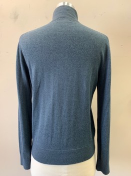 Mens, Pullover Sweater, BANANA REPUBLIC, Black, Cotton, Cashmere, Solid, S, L/S, High Neck with Zipper