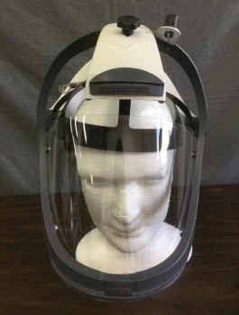 Unisex, Sci-Fi/Fantasy Helmet, N/L MTO, Eggshell White, Clear, Black, Plastic, O/S, Clear Face Shield Starting At Head, Made To Order
