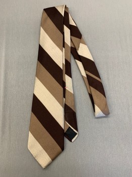 OSCAR DE LA RENTA, Dk Brown, Brown, Sand, Silk, Stripes - Diagonal , Very Similar Almost Matching Tie By Pierre Cardin CF049148