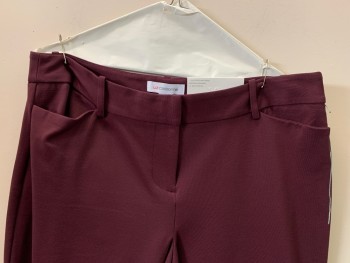 LIZ CLAIBORNE, Wine Red, Polyester, Viscose, Solid, F.F, Top Pockets, Zip Front, Belt Loops,
