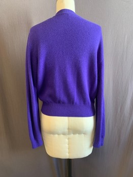 Womens, Sweater, UNITED COLORS OF BEN, Purple, Wool, B40-42, L, V-N, Double Breasted, Button Front,