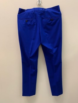 TOPMAN, Primary Blue, Polyester, Viscose, Solid, F.F, 4 Pockets, Belt Loops, Zip Fly, Skinny