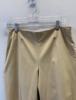 ALLAN WALLER, Beige, Cotton, Lycra, Solid, Stretch Twill, High Waist, Cigarette Pant, Tapered Leg, Darts at Waist, Invisible Zipper at Side, No Pockets,
