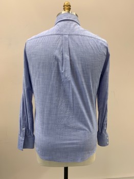 Mens, Casual Shirt, BRUNELLO CUCINELLI, Blue, Lt Blue, Cotton, Heathered, XL, L/S, Button Front, Collar Attached