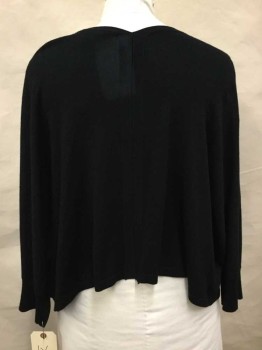 Lane Bryant, Black, Rayon, Nylon, Solid, Long Sleeves, Open Front, Back Center Seam, Batwing Sleeves