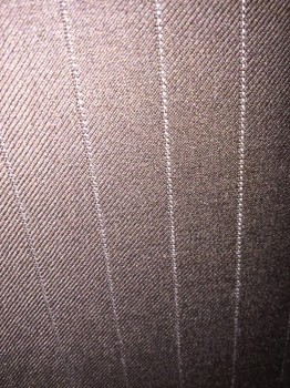 Mens, Suit, Jacket, BARONI, Espresso Brown, Gray, Wool, Stripes - Pin, 42, Single Breasted, 2 Buttons,  Notched Lapel, Top Stitch, 3 Pockets,