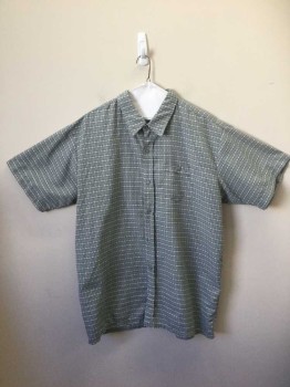 R21 JEANS, Sea Foam Green, Mint Green, Dk Green, Polyester, Plaid, Brushed Polyester, Short Sleeves, Collar Attached, Button Front, Button Down Pocket