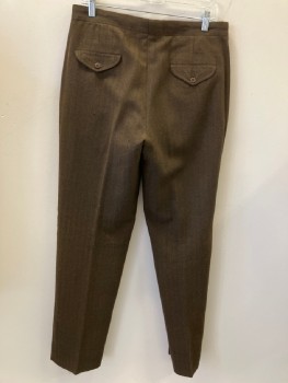 N/L, Brown, Black, Wool, Herringbone, Flat Front, Button Fly, Suspender Buttons at Outside Waist, 4 Pckts