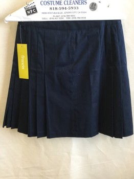 Womens, Skirt, Knee Length, FRANCIS, Navy Blue, Silver, Cotton, Elastane, Solid, Novelty Pattern, 6, 1.5" Waistband, Side Pleats, Wrap-around with 3 Embroidery Silver Safety Pins, Navy Linging