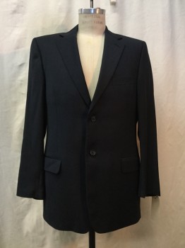 PAVONE, Navy Blue, Wool, Solid, Navy, Notched Lapel, Collar Attached, 2 Buttons,  3 Pockets,