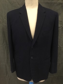 WESTERN COSTUME CO, Navy Blue, Wool, Solid, Single Breasted, Collar Attached, Notched Lapel, 2 Buttons,  3 Pockets