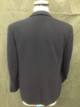 WESTERN COSTUME CO, Navy Blue, Wool, Solid, Single Breasted, Collar Attached, Notched Lapel, 2 Buttons,  3 Pockets