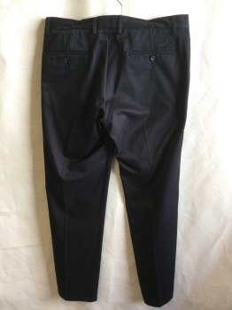 Mens, Slacks, DOCKERS, Black, Cotton, Solid, 34/31, 1.5" Waistband with Belt Hoops, Flat Front, Zip Front, 4 Pockets