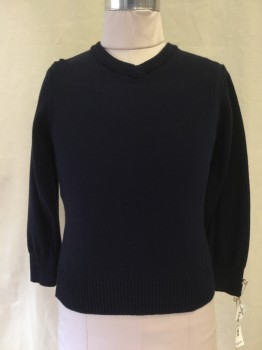 PLACE, Navy Blue, Cotton, Solid, V Neck, Pull Over