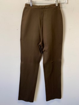 Womens, Pants, SEARS, Brown, Polyester, Solid, W:24, Double Knit Stretchy Polyester, 1" Wide Waistband with Elastic Waist, Pintuck Down Center of Each Leg, High Waist, Straight Leg, Early 1970's