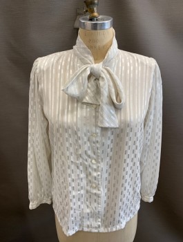 NL, White, Gold, Polyester, Stripes, Rectangles, L/S, Button Front, Jabot Collar, Off White Plastic Shank Buttons