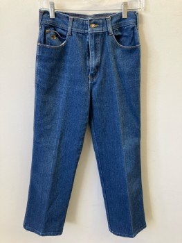 Womens, Jeans, GINO BELLINI, 26, Blue Cotton Denim, Hi Waist, 5 Pckts, Straight Leg