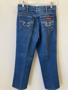 Womens, Jeans, GINO BELLINI, 26, Blue Cotton Denim, Hi Waist, 5 Pckts, Straight Leg