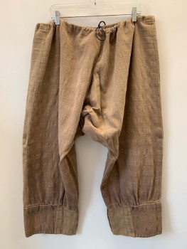 Mens, Sci-Fi/Fantasy Pants, NO LABEL, Dk Khaki Brn, Cotton, Solid, W50, D String, Velcro Patch On Bottom, Made To Order,