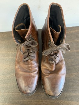 TO BOOT NEW YORK, Dk Brown, Leather, Ankle High, Aged, Lace Up