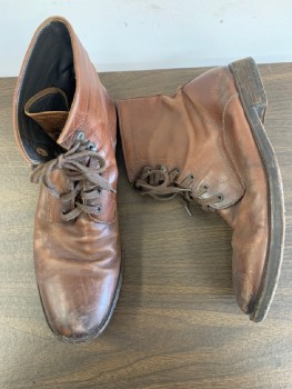 TO BOOT NEW YORK, Dk Brown, Leather, Ankle High, Aged, Lace Up