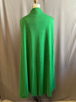 Womens, Cape/Poncho, MTO, Green, Cotton, Heathered, Solid, O/S, CAPE, Band Collar, Button Front, Gold Lining