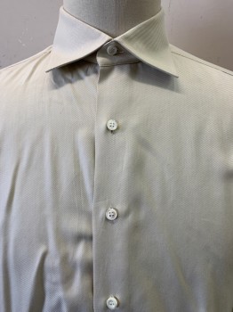 Mens, Casual Shirt, ANTO, Tan Brown, Polyester, Cotton, Stripes - Diagonal , 36, 17, L/S, Button Front, Collar Attached,