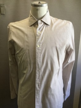 BLOOMINGDALES, White, Tan Brown, Cotton, Stripes, Collar Attached Button Front