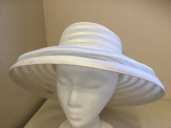 Womens, Hat, N/L, White, Synthetic, 22", Sheer Horse Hair with Straw