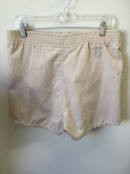 N/L, White, Brown, Cotton, Polyester, Heathered, Stripes - Micro, 2" Waistband, Elastic Back, Flat Front with 2 Pockets W/flap, Zip Front,
