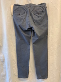ABERCROMBIE, Gray, Cotton, Spandex, Solid, Flat Front, Zip Front, Belt Loops, 5 Pockets