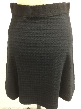 Womens, Skirt, Mini, SANDRO, Black, Polyester, Elastane, Solid, 2, Center Back Zipper, Textured Knit,