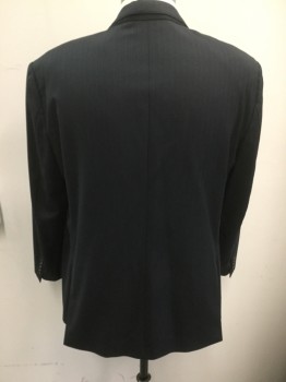 N/L, Black, Wool, Single Breasted, 2 Buttons,  Notched Lapel, Gabardine,