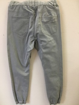 VICTORIOUS, Gray, Cotton, Solid, Jogger Pant, Pull On, Elastic/drawstring Waist, Elastic Cuffs