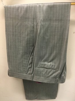 Mens, Suit, Jacket, EFFETTI, Lt Gray, Gray, Wool, Herringbone, Stripes, 40R, Single Breasted, 2 Buttons,  Notched Lapel,